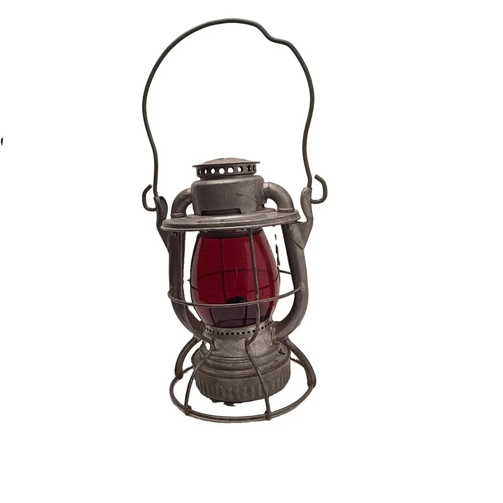 Vintage Dietz Vesta Railroad Lantern Red Globe USA Steampunk Industrial Decor